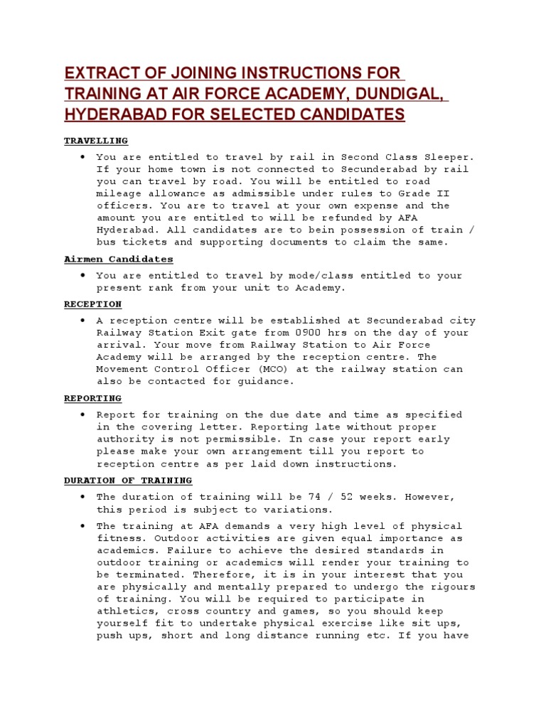 extract-of-joining-instructions-for-training-at-air-force-academy