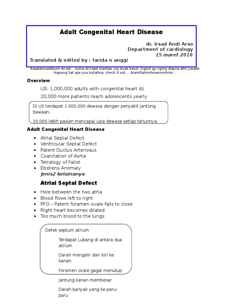 Adult Congenital Heart Disease Overview | PDF