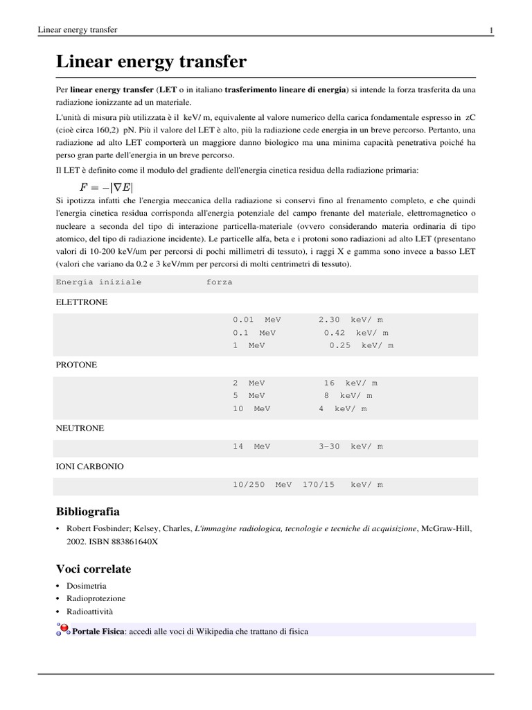 Linear Energy Transfer | PDF