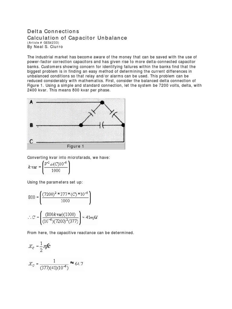 Calculating Capacitor Unbalance in DeltaConnected Capacitor Banks Using Simple Mathematics