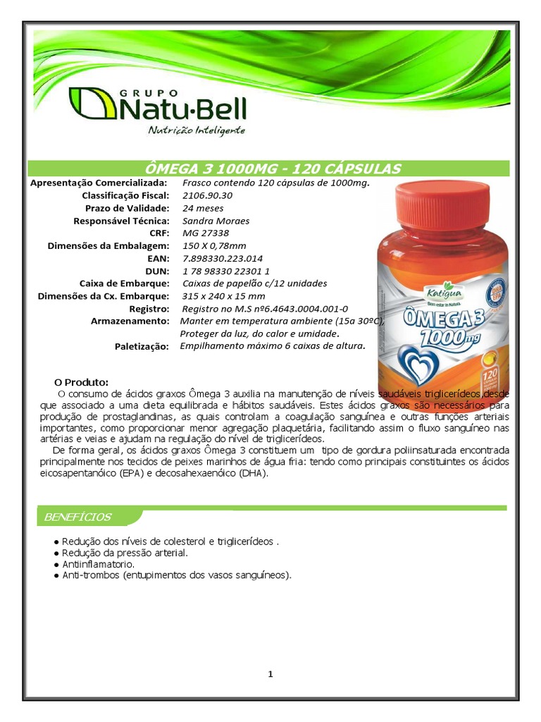 Ficha Técnica Ômega 3 Cápsulas 1000mg c 120 .pdf Triglicerídeo