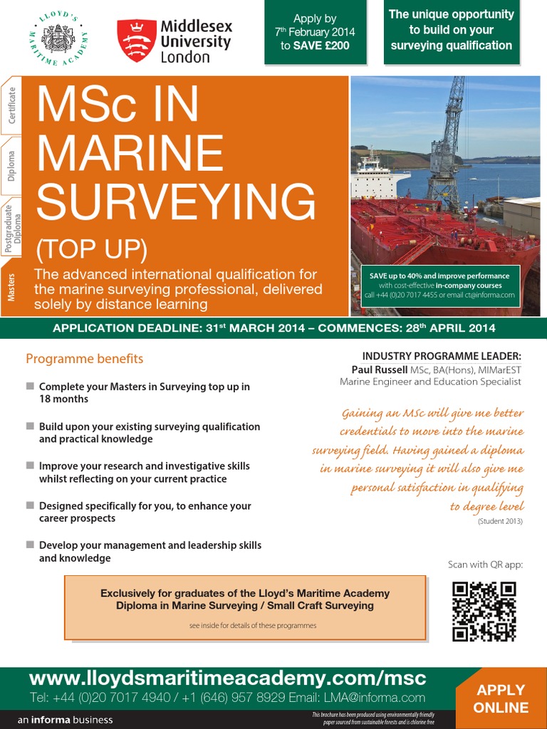 MSC in Marine Survey PDF Postgraduate Education Surveying