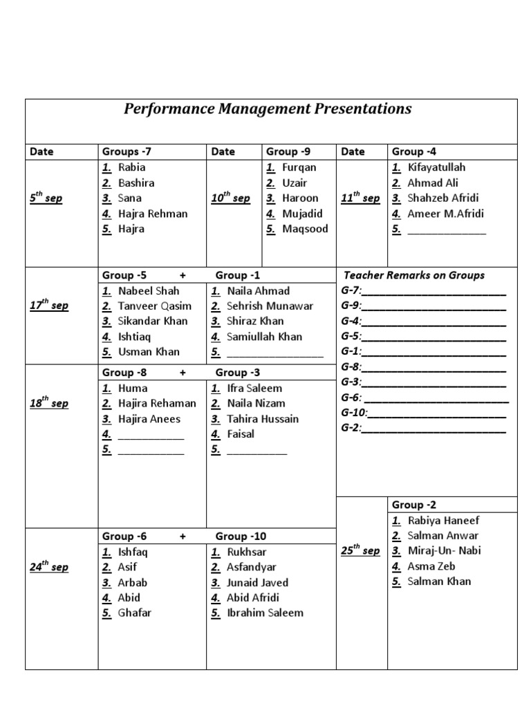 Performance Management Schedule 2023 | PDF