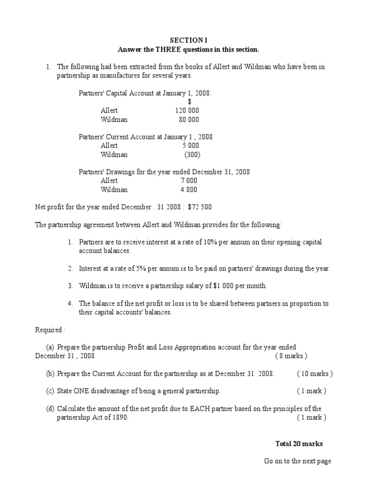 Cxc Principles Of Accounts Past Paper Jan 2009 Pdf Partnership