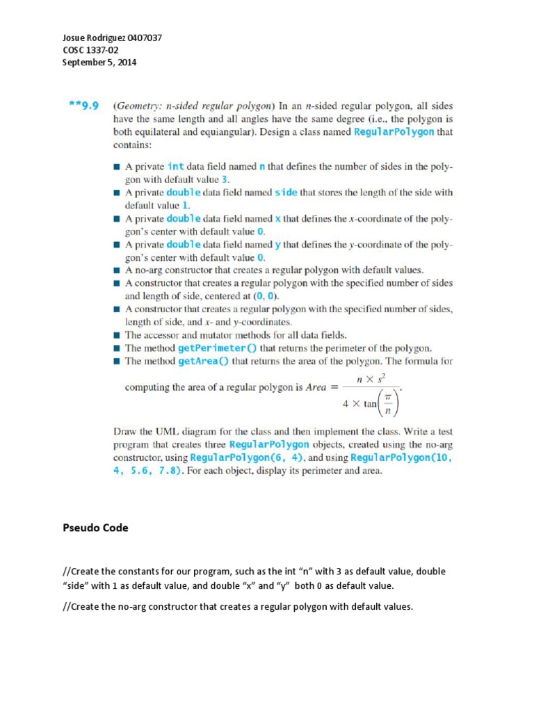 Regular Polygon Java Implementation | PDF | Constructor (Object ...