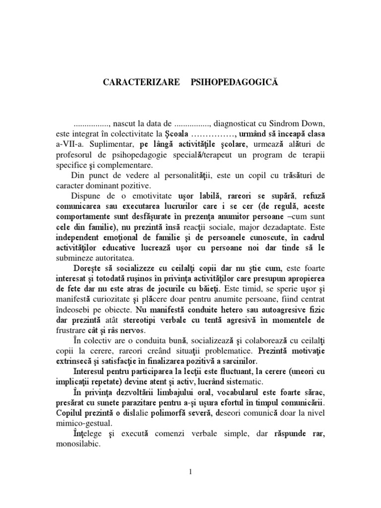 Model de Caracterizare Elev | PDF
