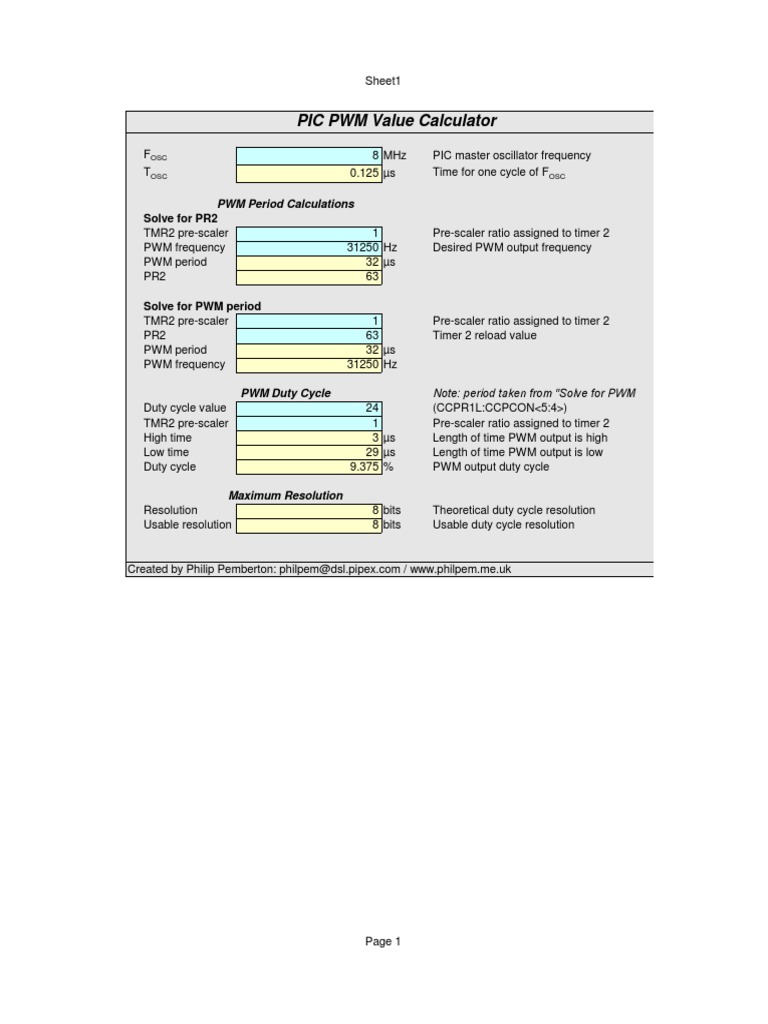 PIC PWM Value Calculator Guide | PDF | Frequency | Signal Processing