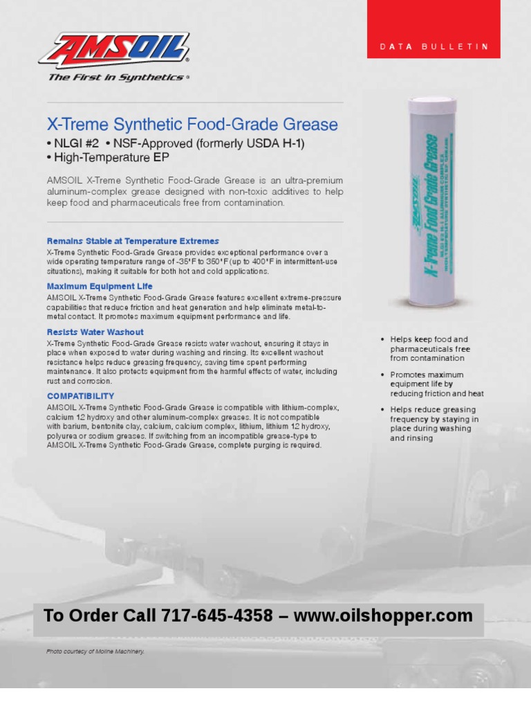 Synthetic Food Grade Grease NLGI 2, NSFApproved, High Temperature EP