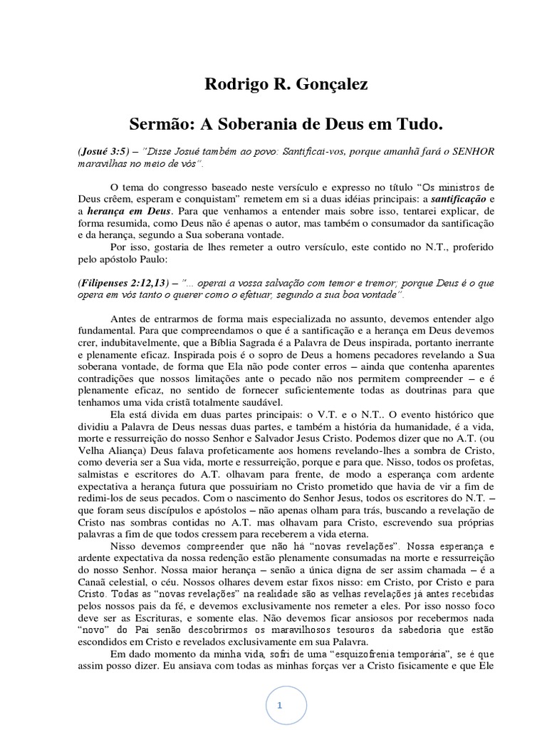 A Soberania de Deus Em Tudo Pecado Salvação