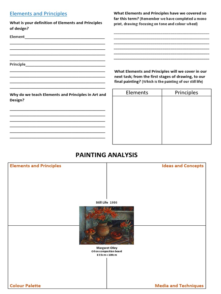 Elements and Principles Placemat PDF