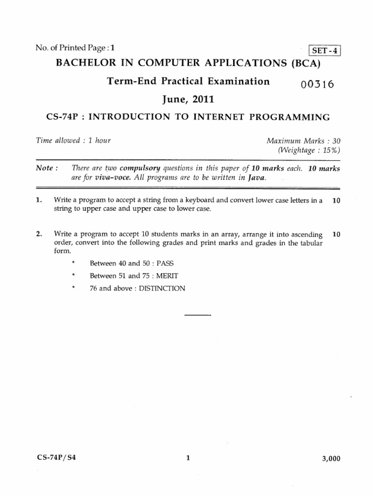 BCA Internet Programming Practical Exam | PDF | Computers