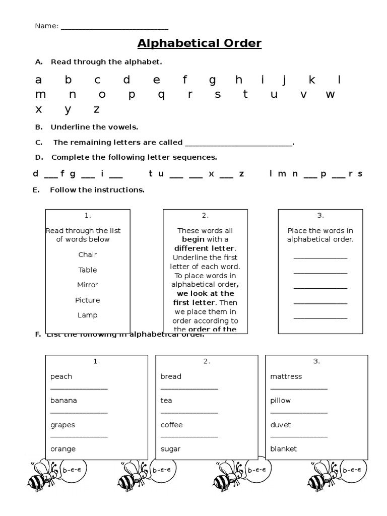 Alphabetical Order | PDF | Language Arts & Discipline