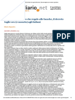 BANKITALIA_ Altro Che Regalo Alle Banche, Il Decreto Toglie Oro (e Moneta) Agli Italiani