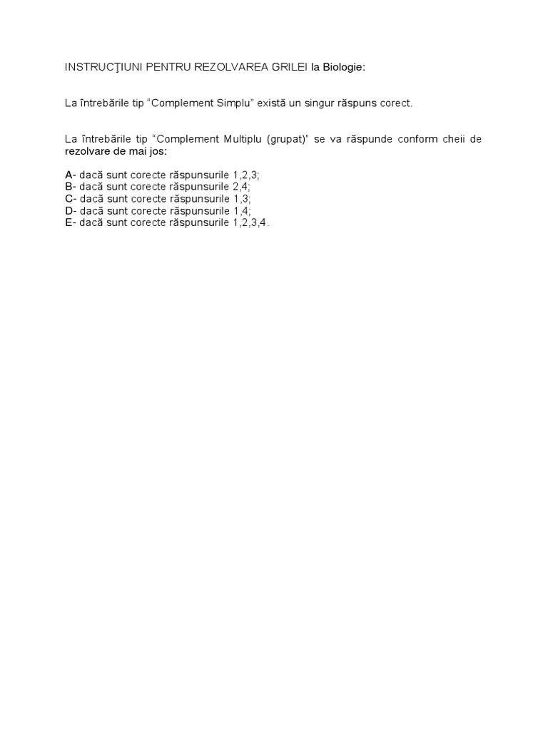 Instructiuni Rezolvare Grile | PDF