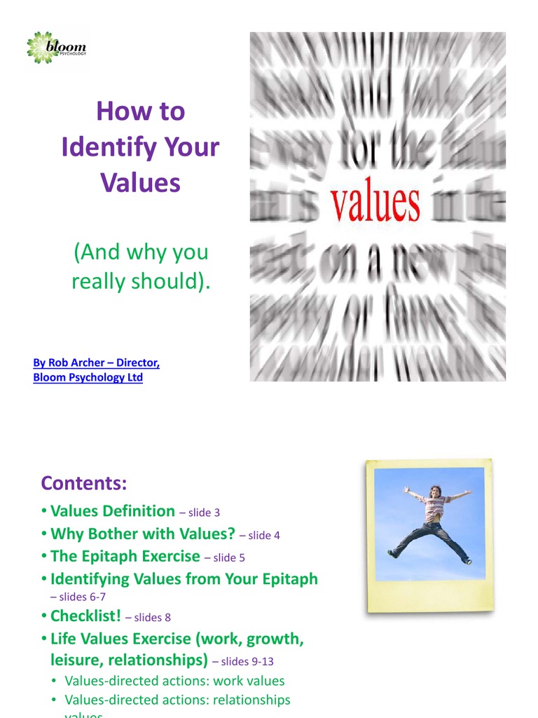 Bloom Psychology Values Workbook (Summary) Self Emergence