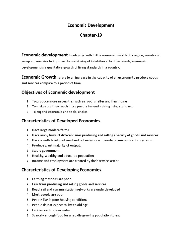 Characteristics of Economic Development | PDF | Millennium Development ...