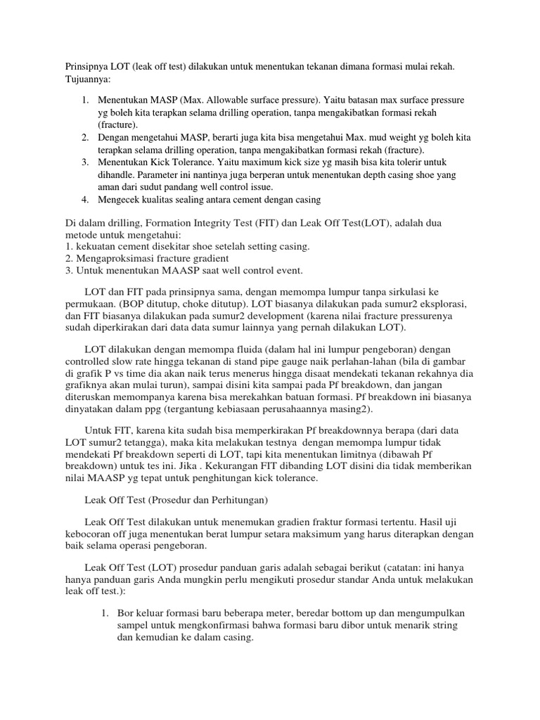Leak Off Test PDF