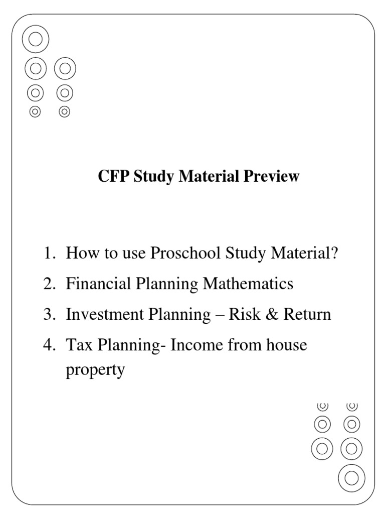 CFP Study Material Overview | PDF | Bonds (Finance) | Standard Deviation