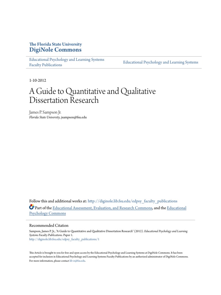 a guide to quantitative and qualitative dissertation research