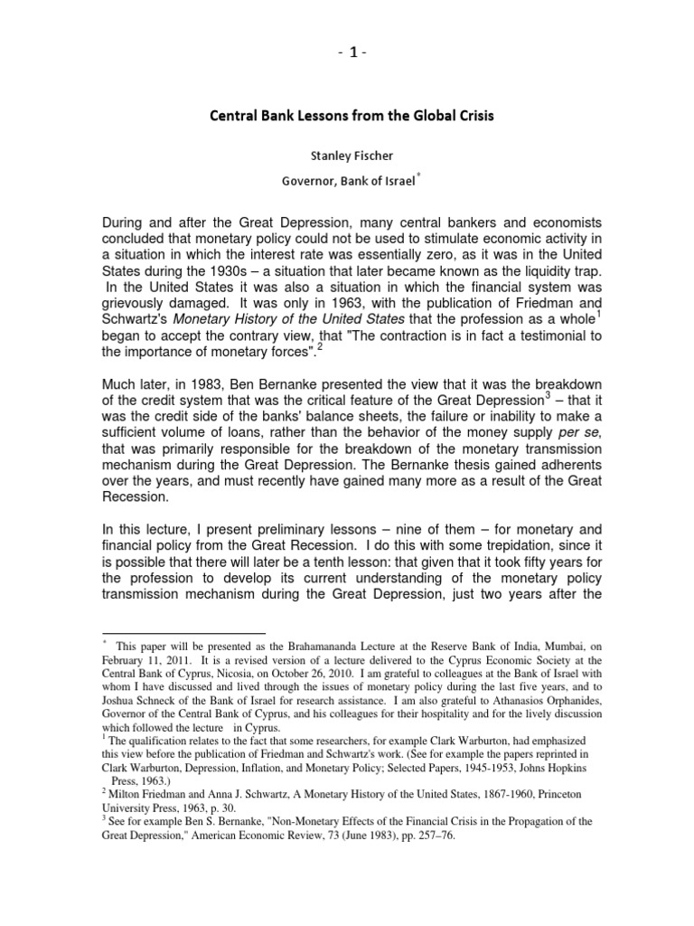 Central Bank Lessons From The Global Crisis | PDF | Macroprudential ...