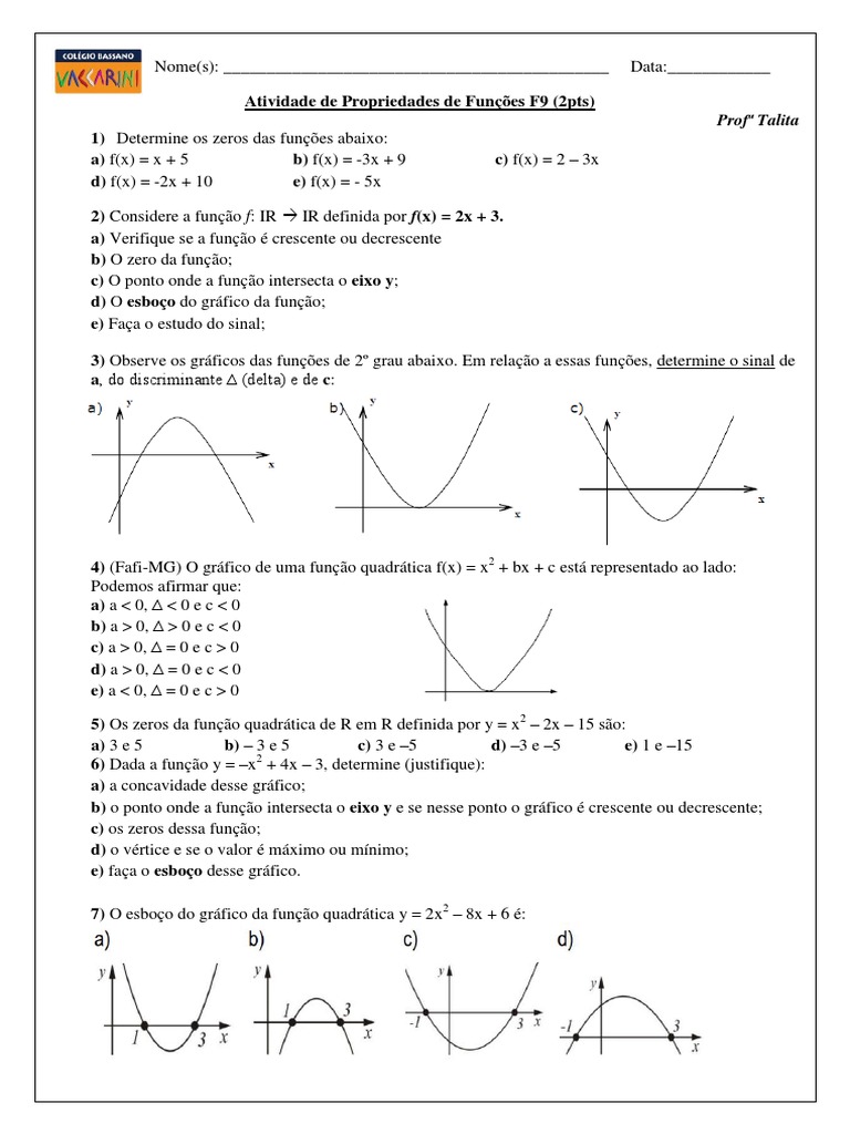 Funções Afim e Quadráticas | PDF