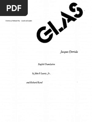 Derrida Glas Pdf Georg Wilhelm Friedrich Hegel Jacques Derrida
