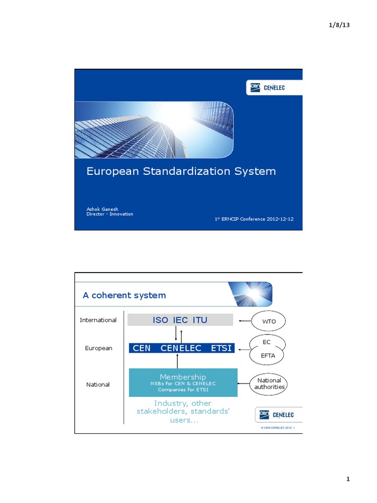 European Standardization System | PDF | Standards Organization ...