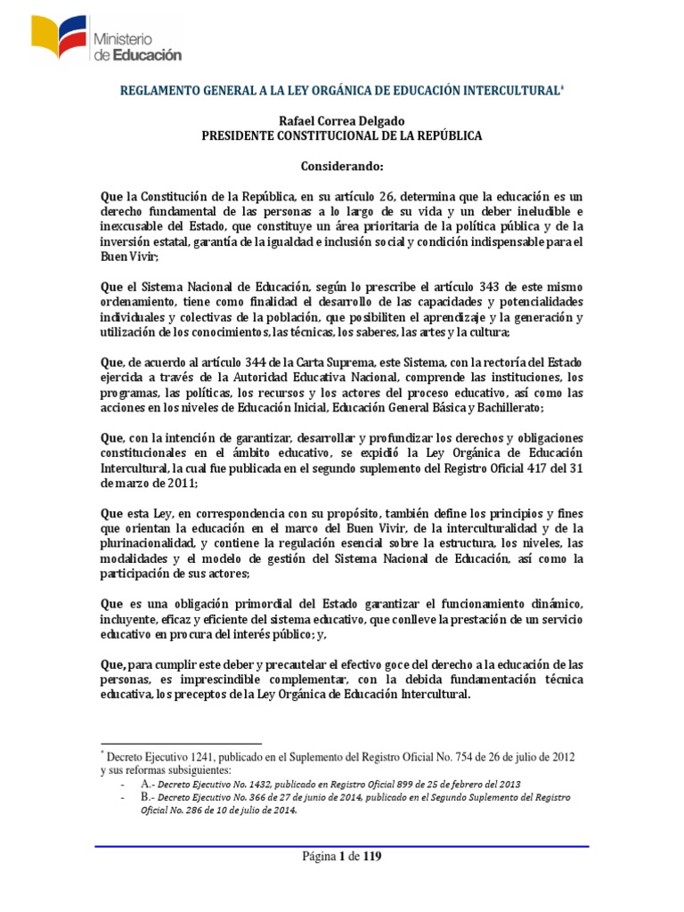 Reglamento General de la LOEI 2025 | PDF | Evaluación | Jardín de infancia