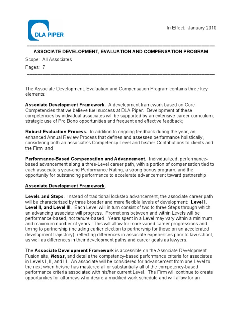 DLA Piper Associate Compensation Salary Goal