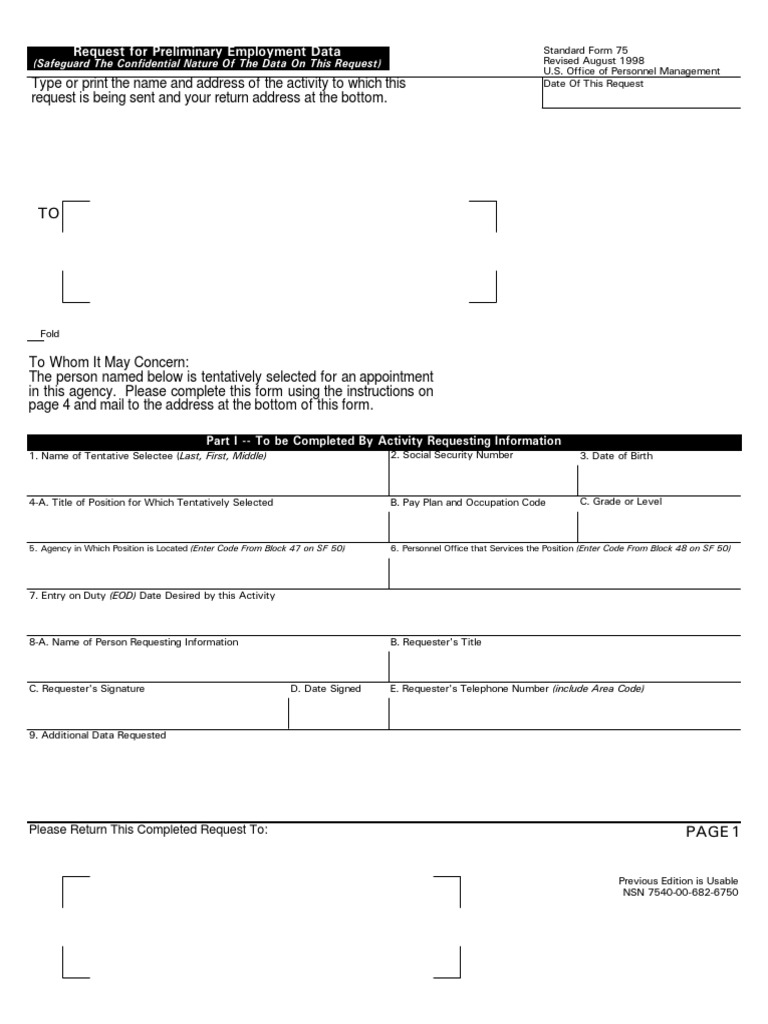 Standard Form 75 Instructions | PDF | Employment | Economies