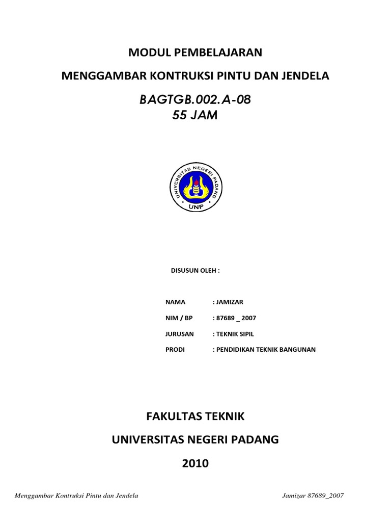 Menggambar Konstruksi  Pintu  Dan Jendela