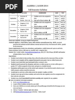 Algebra 1 Saxon Syllabus 2014 Fall Semester