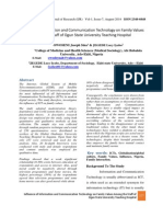 Influence of Information and Communication Technology on Family Values Among the Staff of Ogun State University Teaching Hospital