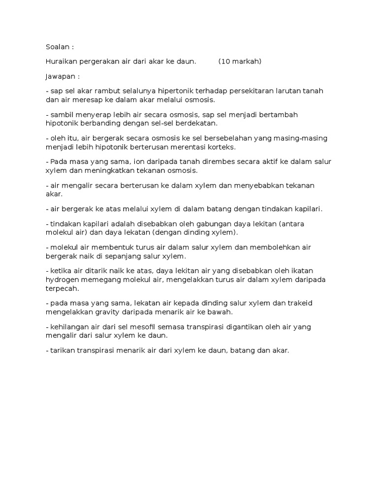 Pengangkutan Air Dalam Tumbuhan Pdf