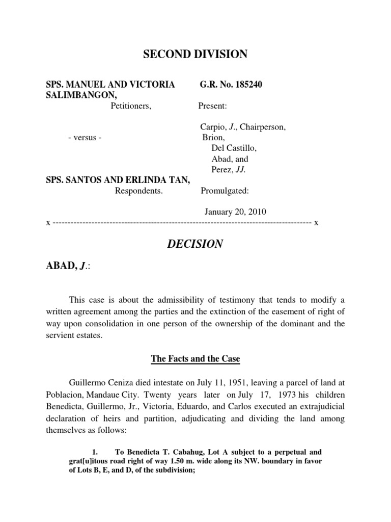 Easement of Right of Way Easement Testimony