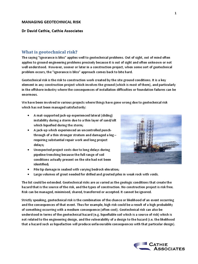 Managing Geotechnical Risk 1 | PDF