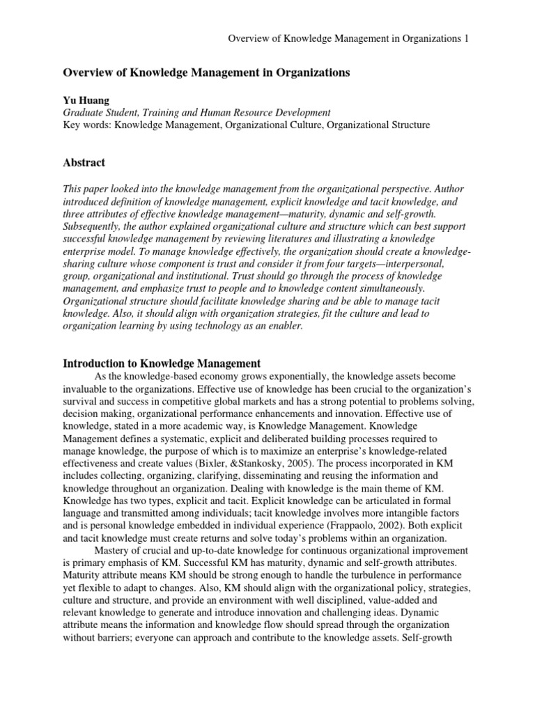 Knowledge Management in Organizations | PDF | Knowledge Management ...