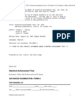 Stanford Achievement Test, Ed. 1922advanced Examination, Form A, For Grades 4-8 by Kelley, Truman L.