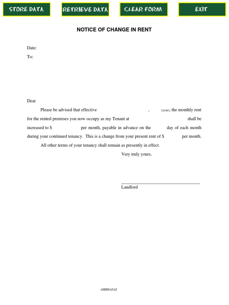 Rent Increase Notice Template | PDF | Business | Law