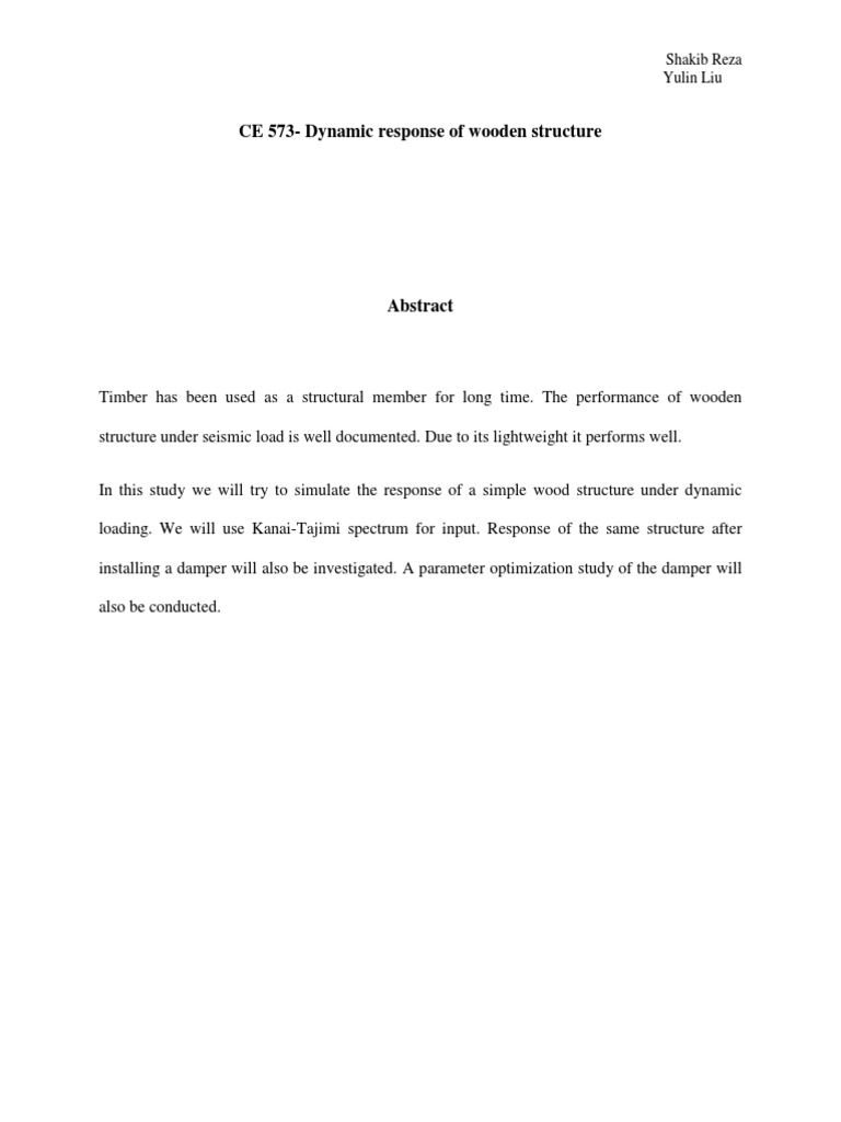 Dynamic Response of Timber Structures | PDF | Physical Phenomena ...