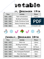 Hwangji Girls Christmas Camp Timetable