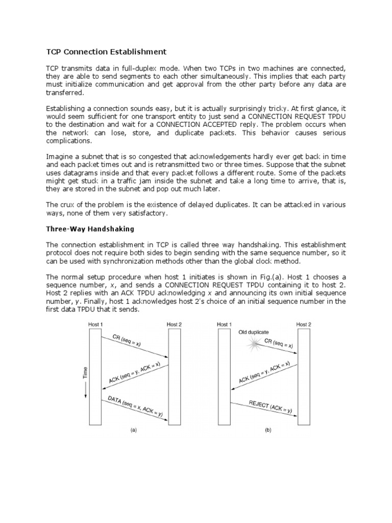 TCP Connection Establishment Overview | PDF | Transmission Control ...