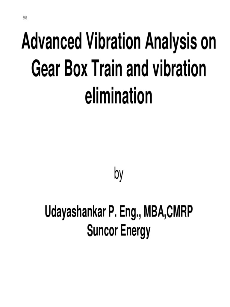 Advanced Vibration Analysis On Gear Box Train | PDF | Gear ...