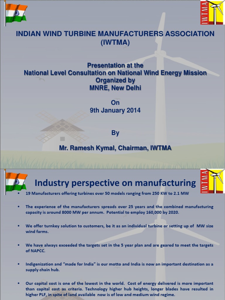 Indian Wind Turbine Manufacturers Association (Iwtma) | PDF | Wind ...