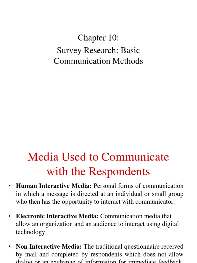 Survey Research: Basic Communication Methods | PDF | Questionnaire ...