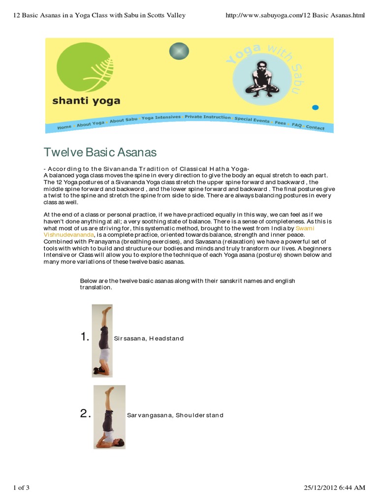 12 Basic Asanas In A Yoga Class Asana Yoga
