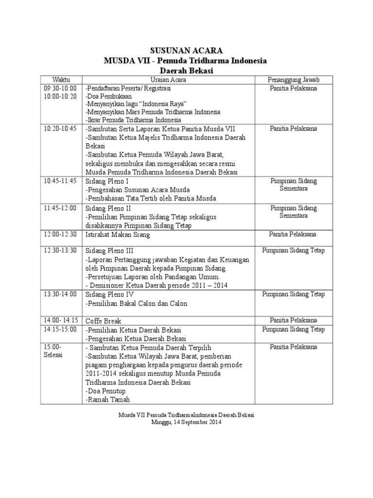 Susunan Acara Musda VII