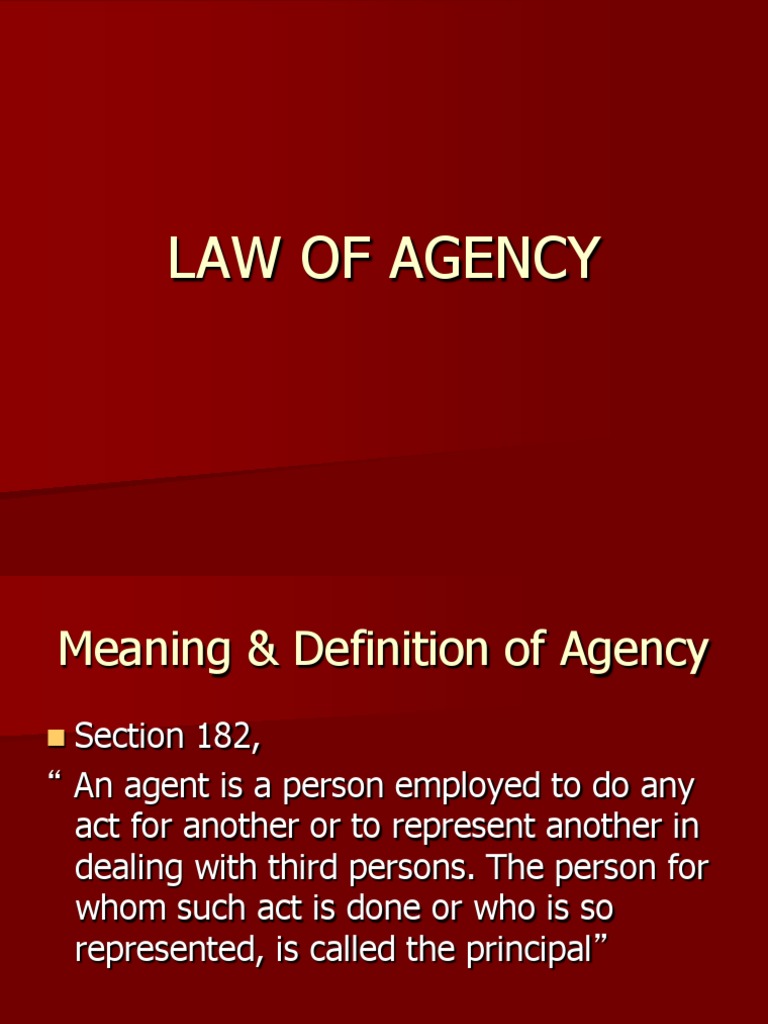 Law Of Agency Law Of Agency Legal Concepts