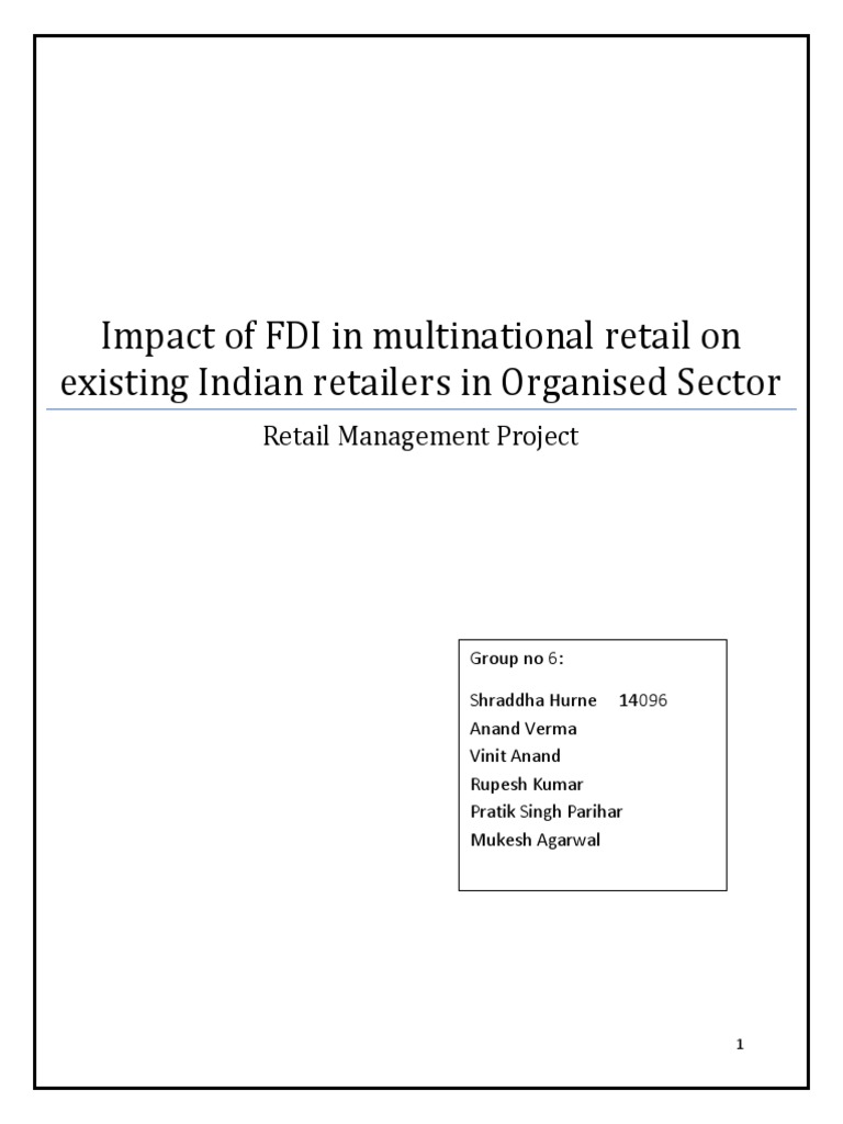 Affect of Fdi in Retail Sector | PDF | Convenience Store | Retail