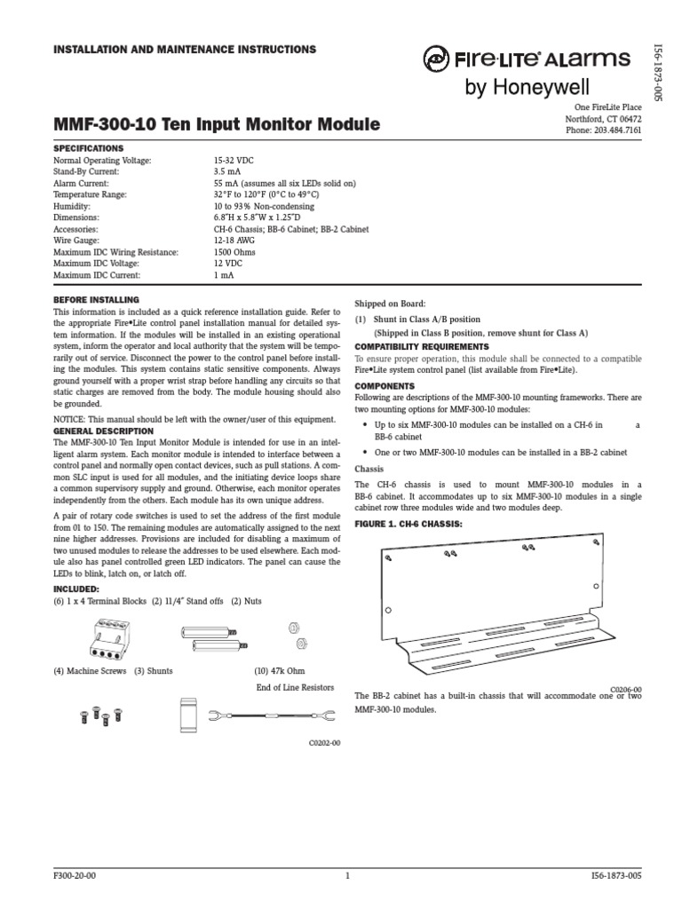 MMF-300-10 Ten Input Monitor Module: Installation and Maintenance ...